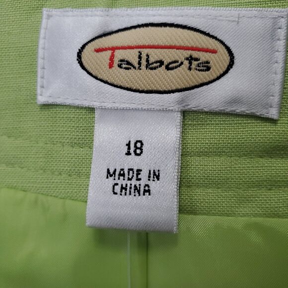 Talbots Linen Blend One-Button Green Long Sleeve Blazer Size 18 NWT - Picture 2 of 7